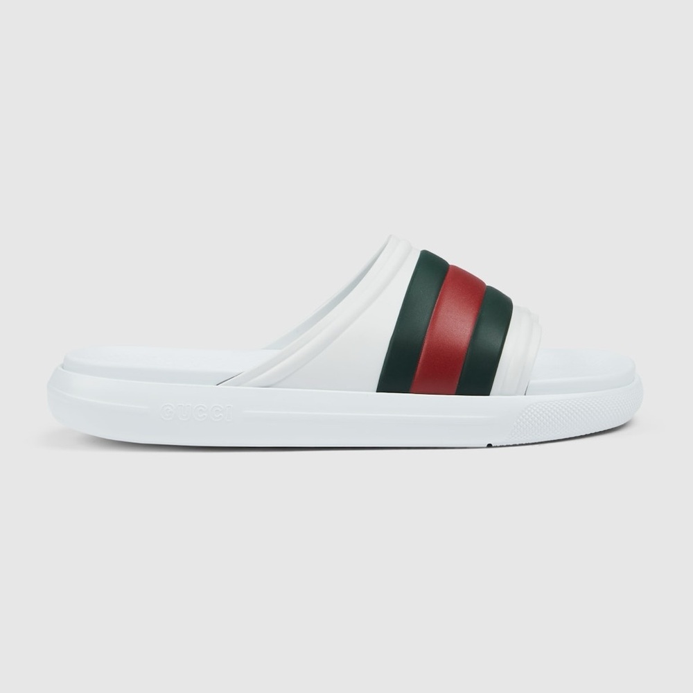 New Gucci White, Green, and Red Slide Sandals Flip Flops